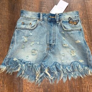 Zara High-Waisted Butterfly Jean Shorts